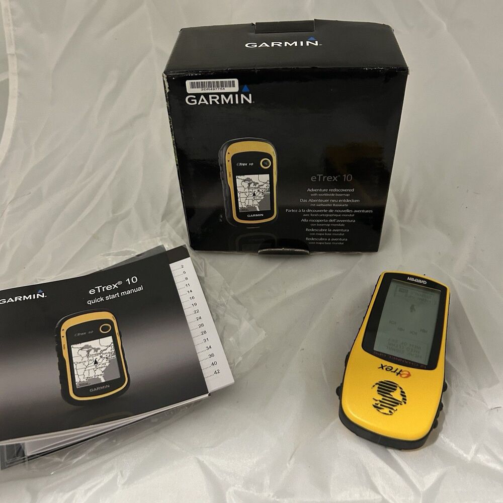 Garmin eTrex 10 Handheld GPS Navigator Yellow w/ Box Manual NOT WORKING Parts